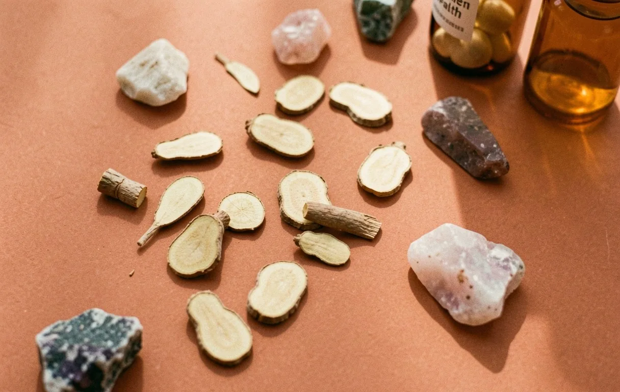 Ingredientes naturales y texturas botánicas